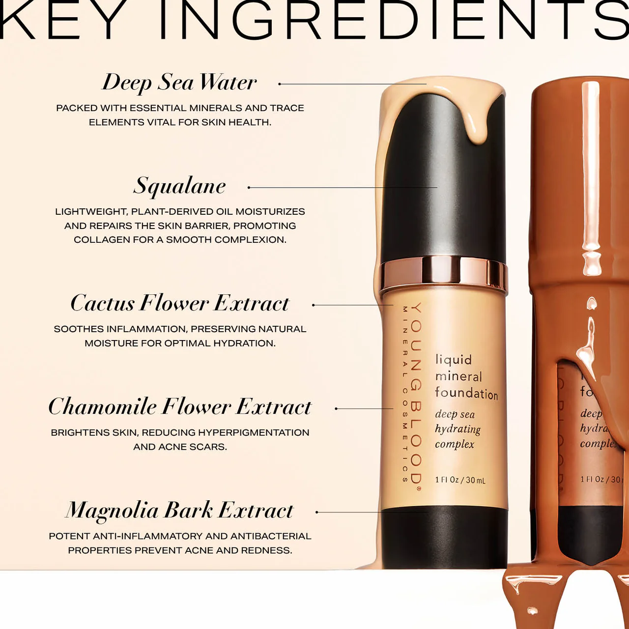 Youngblood Liquid Mineral Foundation Suntan - Afbeelding 4